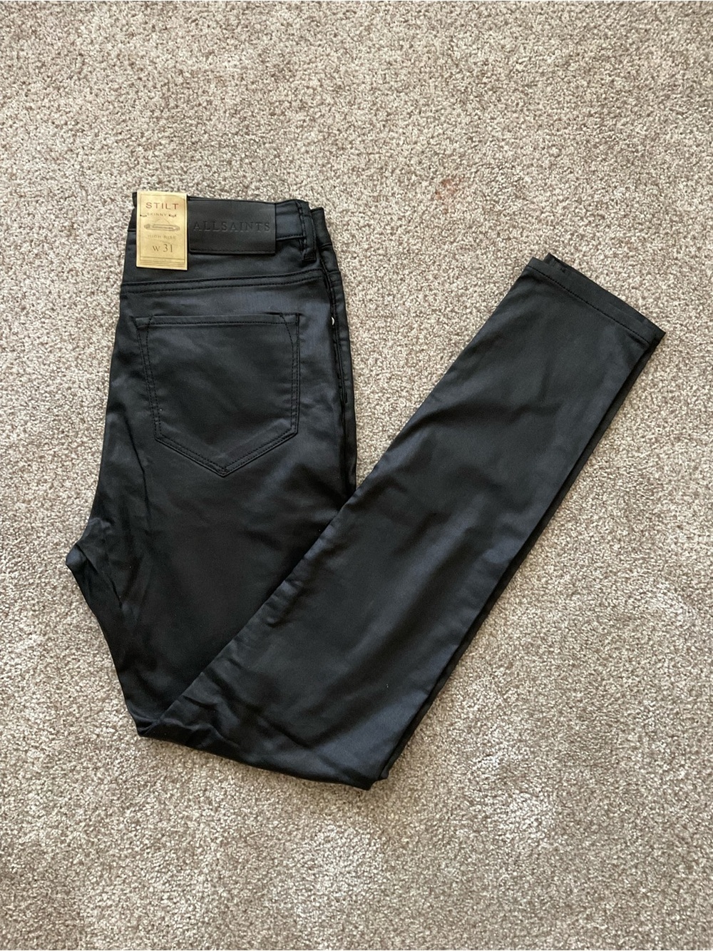 AllSaints Women's High-Rise Coated Black Jeans